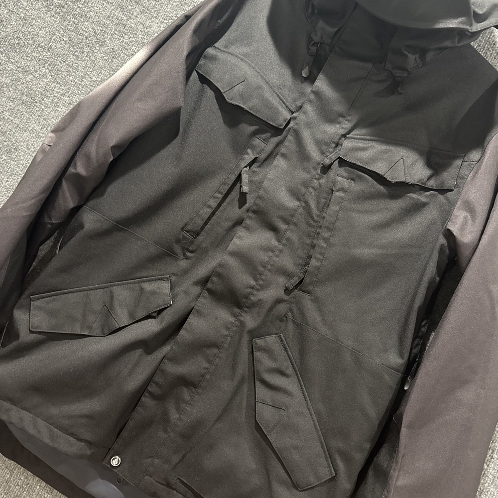 Vintage 00's Volcom Let It Storm Animal Skull Ghost Black Fleece Jacket Men's S - Picture 10 of 13